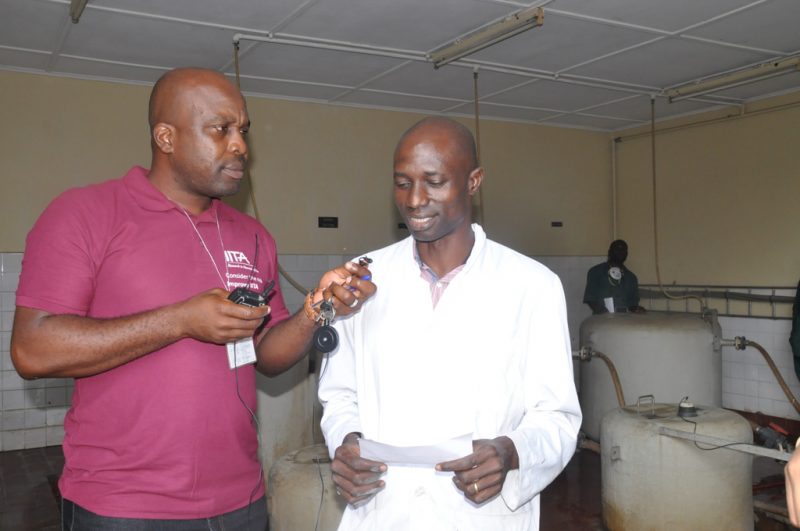 K. Awobajo interviewing staff during Risk Campaign